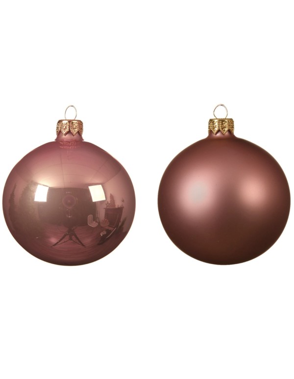 Christmas Tree Shiny Velvet Pink Glass Bauble diam 8cm