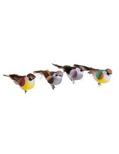 Uccellino Decorativo Passero Colorato Con Clip 9cm