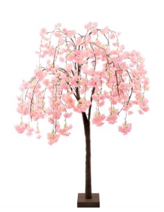Albero Decorativo Con Fiori Di Ciliegio Rosa E Luci Led 120cm