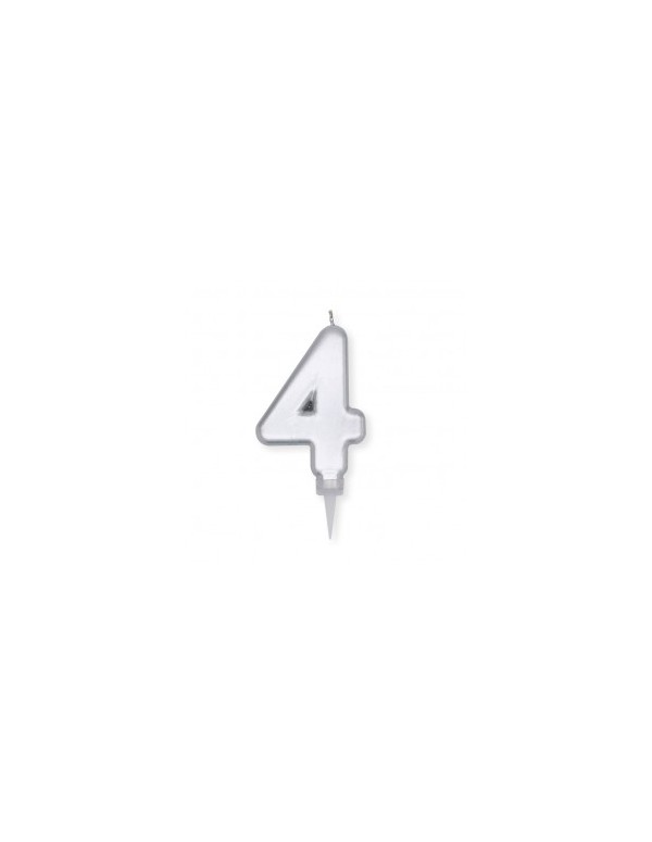 Candelina Di Compleanno In Cera Plump Argento Metal 10cm