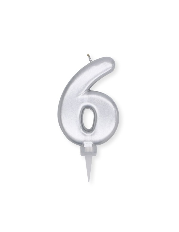 Candelina Di Compleanno In Cera Plump Argento Metal 10cm