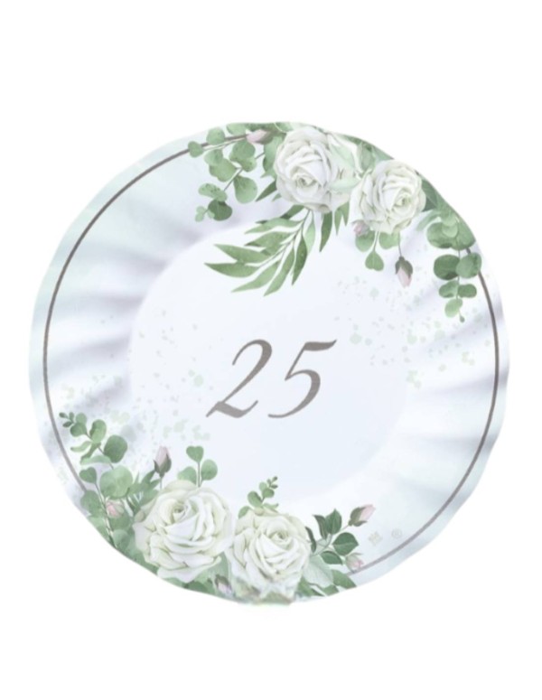 Piatti Di Carta Ondulati Numero 25 Eucalipto 6pz
