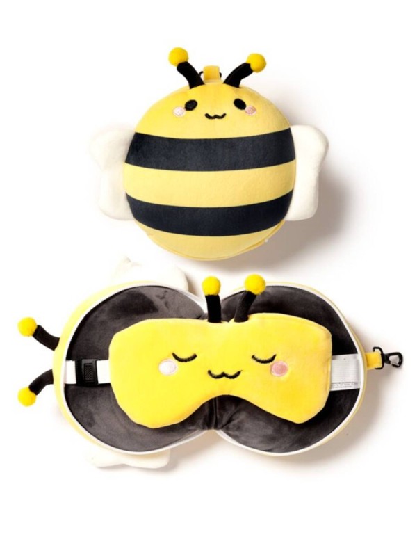 Bee Travel Pillow With Eye Mask