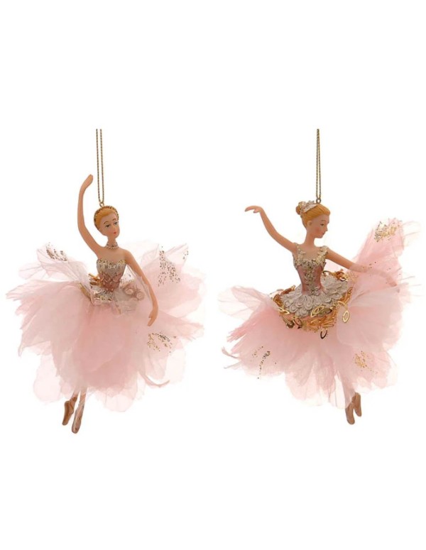 Ballerina In Poliresina Con Tutù Oro Rosa 17cm
