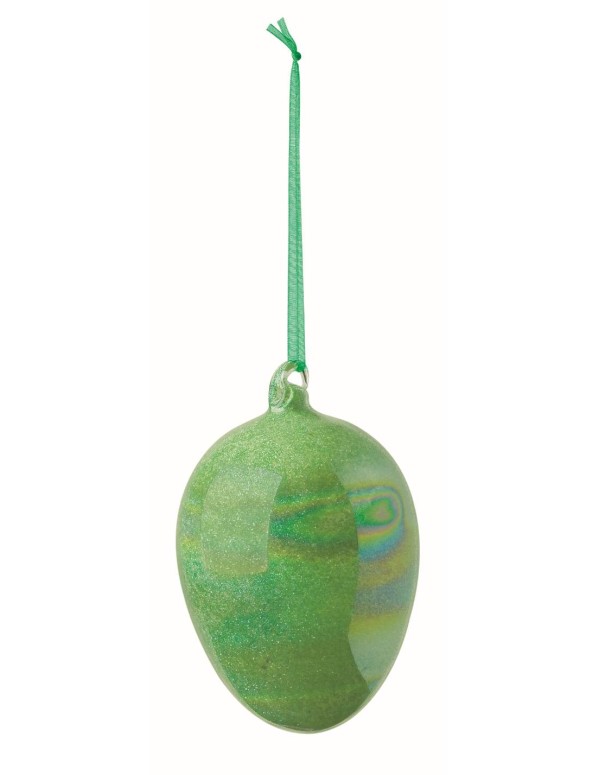 Uovo Di Pasqua Decorativo In Vetro Verde 12cm