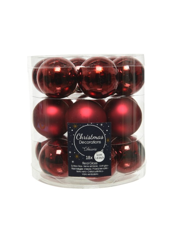 Pallina Albero Di Natale In Vetro Bordeaux 4cm 18pz