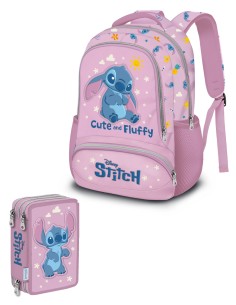 Disney Stitch School Pack Ovetto Più Astuccio Completo 3 Zip
