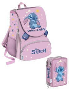 Disney Stitch School Pack Estensibile Più Astuccio Completo 3 Zip