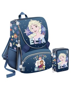 Disney Frozen Elsa School Pack Estensibile Più Astuccio Completo 3 Zip