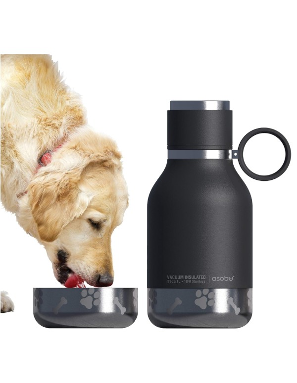 Asobu Dog Bowl Attached to Stainless Steel Insulated Travel Bottle For Human