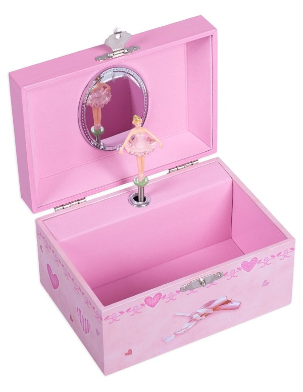 Carillon Scatola Portagioie Rosa Con Ballerina