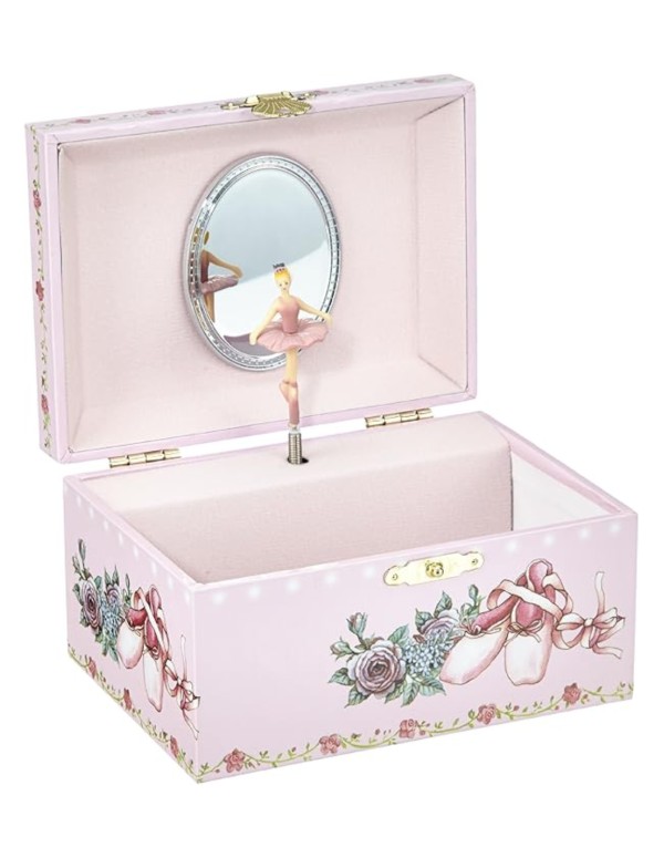 Carillon Scatola Portagioie Rosa Con Ballerina