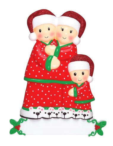 Addobbo Natale Coppia 1 Figlio In Pigiama Personalizzabile