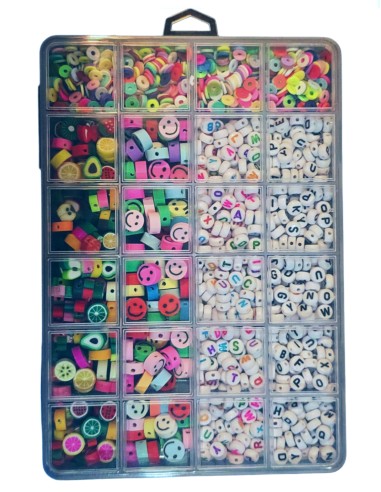 Set 1600 Colored Beads With Elastic Thre