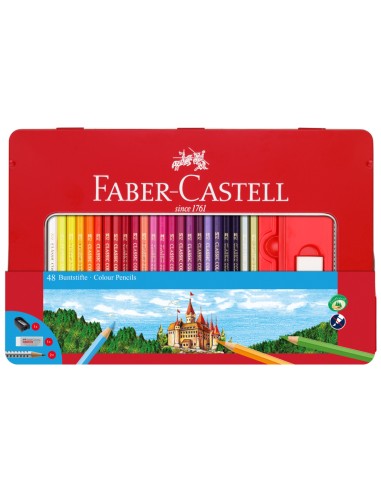 Matite Colorate Faber Castell Con Astuccio In Metallo 48pz