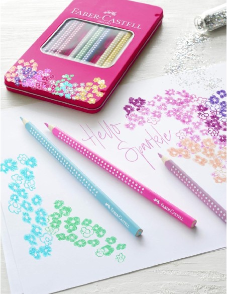 Matite Colorate Faber Castell Sparkle Con Custodia In Metallo 12pz