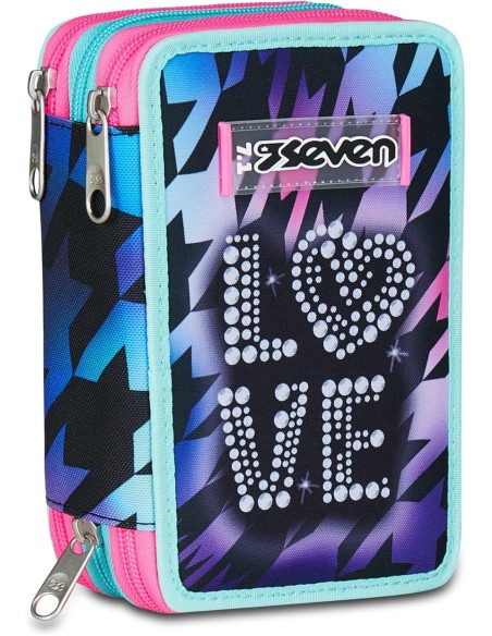 School Pack Trolley Più Astuccio Completo 3 Zip Glow Love