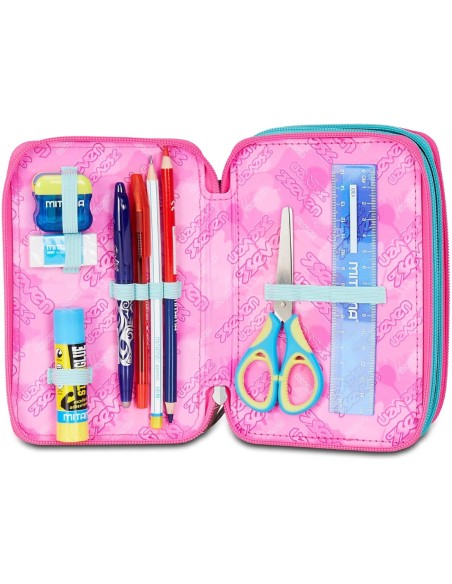 School Pack Trolley Più Astuccio Completo 3 Zip Glow Love