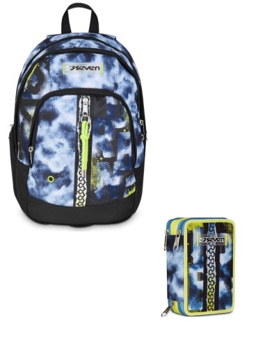 School Pack Zaino Dual Più Astuccio Completo 3 Zip Shady Dye Boy