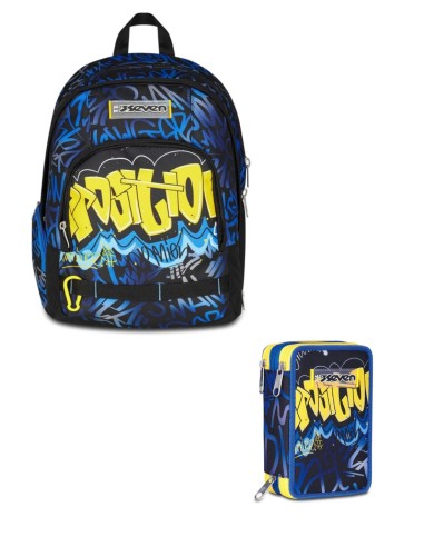 School Pack Zaino Dual Detach Più Astuccio Completo 3 Zip Shady Dye Girl