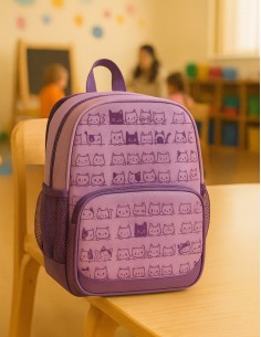 Mini Zaino Asilo Viola Gattini 2