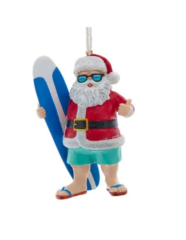 Addobbo Albero Di Natale Babbo Natale Surfista 9cm