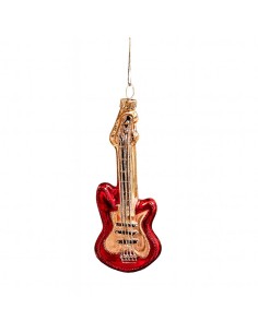 Glass Ornament Guitar Red 15Cm