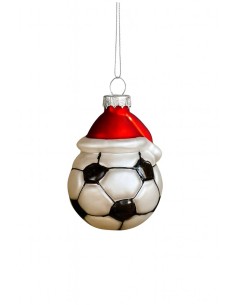 Glass Bauble Football 6X8Cm