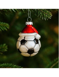 Glass Bauble Football 6X8Cm 2