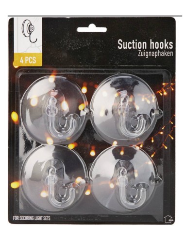 Transparent Suction Hooks For Lights And Decorations Set Of 4
