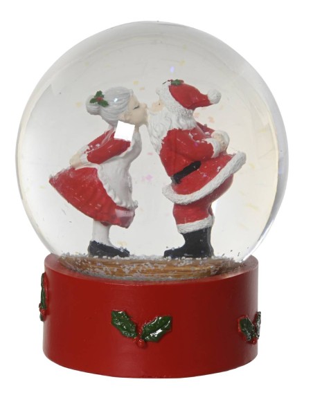 Addobbo Di Natale Palla Di Neve Babbo E Mamma Natale Che Si Baciano 12cm