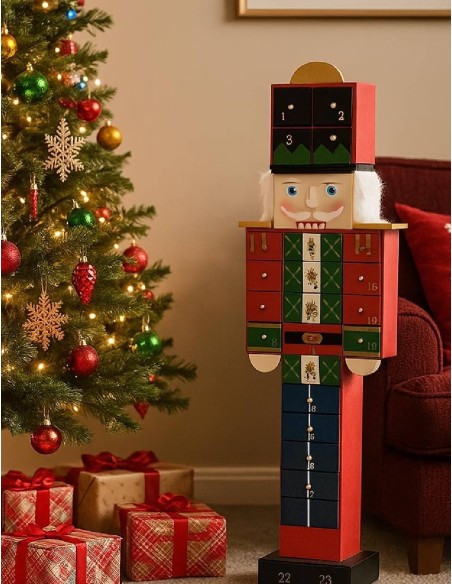 Addobbo Di Natale Calendario Dell'Avvento Schiaccianoci 47cm