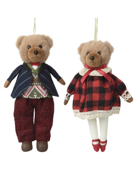 Addobbo Albero Di Natale Orso Teddy Elegante 18cm