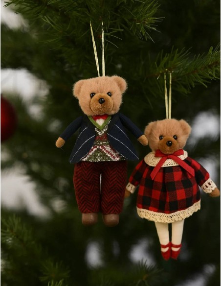 Addobbo Albero Di Natale Orso Teddy Elegante 18cm