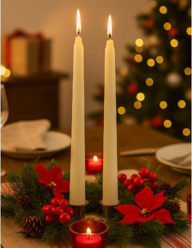 Candela Natalizia In Cera Avorio 25cm