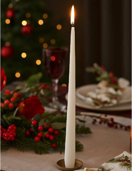 Set of 4 Cream Paraffin Christmas Candles 35cm