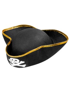 Cappello Tricorno Da Pirata In Feltro Nero Con Teschio