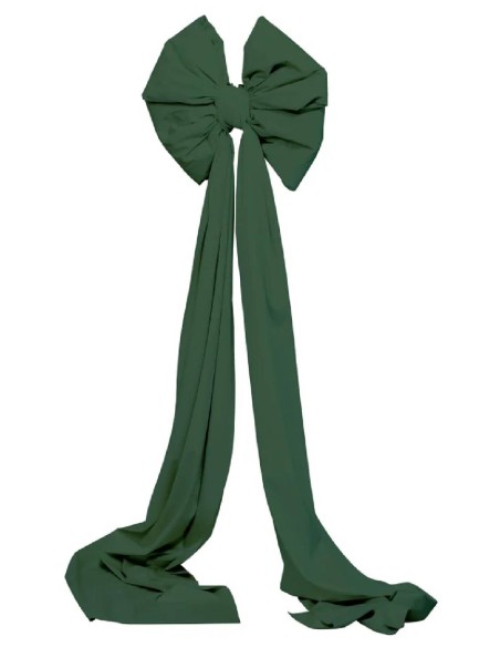 Addobbo Albero Di Natale Fiocco Di Velluto Verde Scuro Con Code 48x180cm