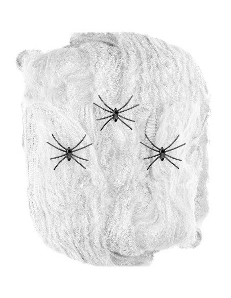 Decorazione Di Halloween Ragnatela Bianca 50gr 3 Ragni