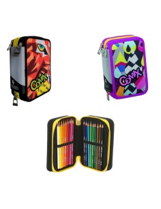 3 Zip Pencil Case Comix Flash Assorted