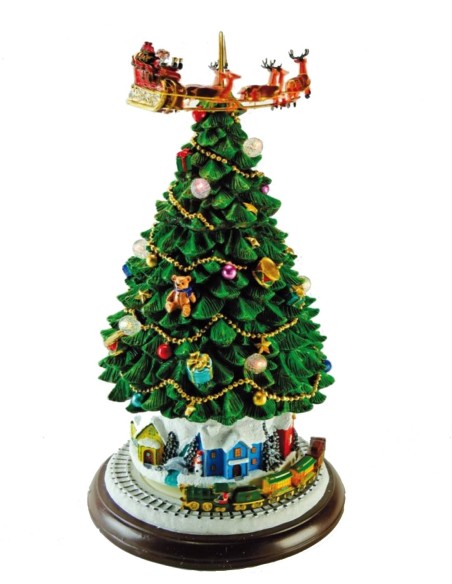 Christmas Tree Musical Carousel With Train And Santa Claus