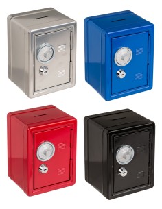 Metal Safe Money Box Assorted Colors 12x16cm
