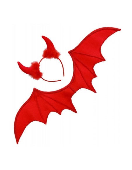 Accessorio Di Halloween Set Travestimento Diavolo Ali Rosse E Corna