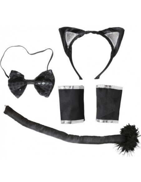 Costume Halloween Carnevale Adulto Vestito Gatto Nero