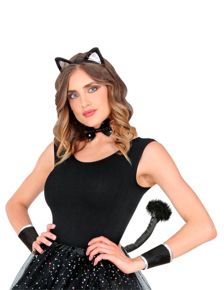 Costume Halloween Carnevale Adulto Vestito Gatto Nero