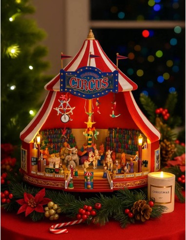 Animated Christmas Circus Music Box 31cm