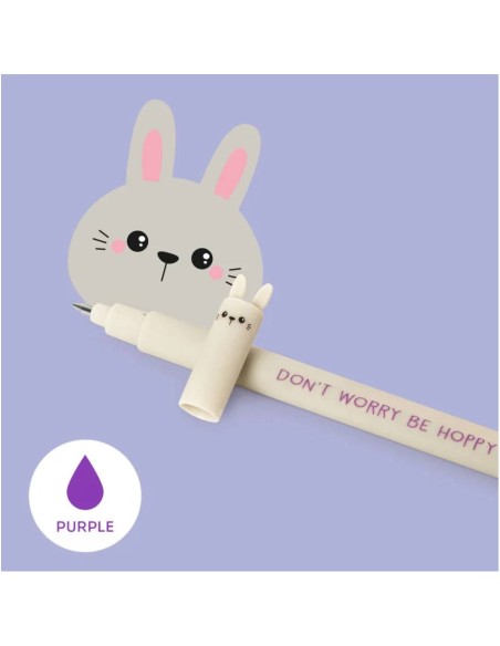 Penna Gel Cancellabile Viola Don't Worry Be Hoppy Coniglio Legami