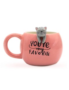 Tazza Rosa Con Gatto -...