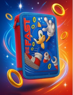 Sonic School Pencil Case 3 Zip 2