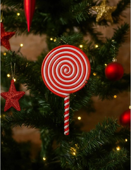 Addobbo Albero Di Natale Lecca Lecca Caramella Candy 20cm